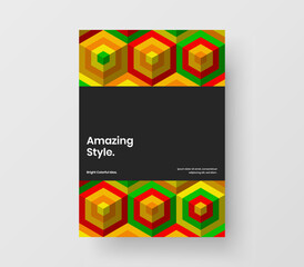 Amazing geometric hexagons corporate cover concept. Fresh pamphlet A4 vector design layout.