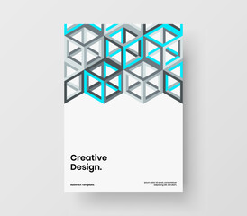 Unique geometric hexagons booklet layout. Isolated corporate brochure vector design illustration.