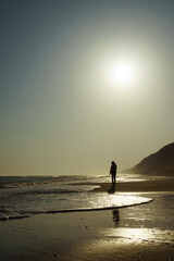 釣り　夕焼け　シルエット