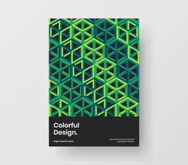 Multicolored book cover design vector layout. Trendy geometric pattern company identity illustration.
