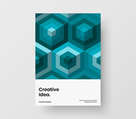 Colorful handbill vector design illustration. Simple geometric tiles corporate cover concept.