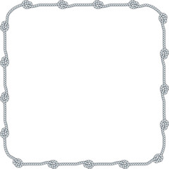 Square rope frame isolated on white background. Twisted cord.