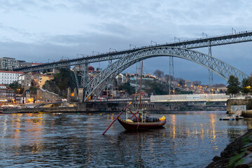 Porto, Portugal - December 07, 2022: views of the don luis iron bridge in the city of porto, portugal