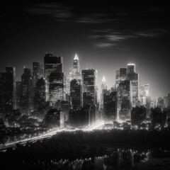 city skyline black and white