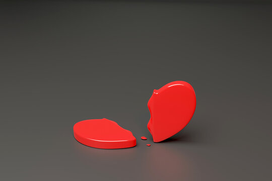 broken love sign in 3d rendering design.