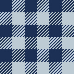 Tartan Cloth Pattern. Checkered plaid vector illustration. Simple seamless background of Scottish style for modern designs. For wallpapers, textiles, decorations, and packings. Light gray and navy.