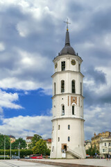 Fototapeta premium Bell Tower of Vilnius Cathedral, Lithuania