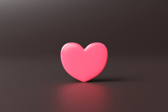 single pink love shape in 3d rendering design.