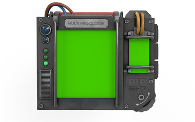 retro technology clock or display with chroma key 