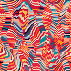 Fototapeta na wymiar Colored wavy geometric. Seamless pattern