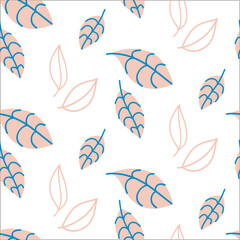 Fototapeta na wymiar Pattern with mangosteen leaves on white background in cartoon style.
