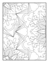 Fototapeta na wymiar Floral Mandala Coloring Pages, Flower Mandala Coloring Page, Coloring Page For Adult 