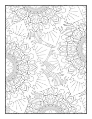 Fototapeta premium Floral Mandala Coloring Pages, Flower Mandala Coloring Page, Coloring Page For Adult 