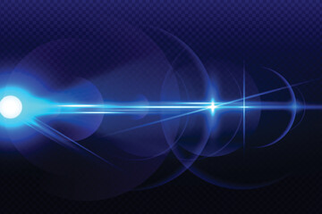 Blue lens line realistic black background with png