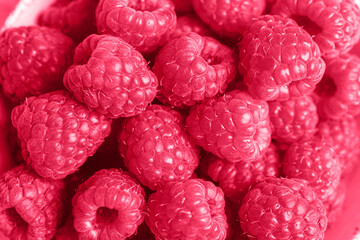 Top view of a bunch of raspberries, close-up