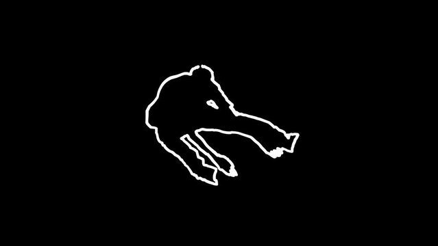 silhouette of a person in a jump icon sign or symbol animation. White Highlight Elements. Doodle loop animation. doodle style on transparent background. Jittery Artistic Motion. scribble seamless loop