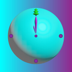 clock with arrows at twelve o'clock