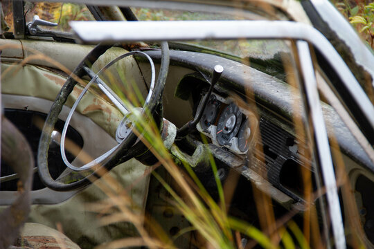 Abandoned Ford Taunus 17M vintage car interior