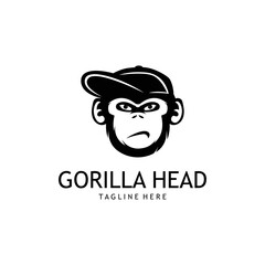 Gorilla head silhouette creative logo template.