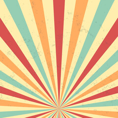 Retro Sunburst Background Pattern and Grunge Textured Vintage Color