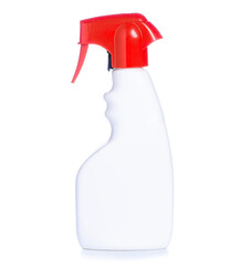 White bottle spray cleaning washing detergent on white background isolation