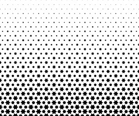Geometric pattern of black figures on a white background. Seamless in one direction.SCALE method