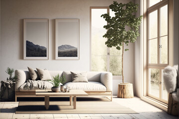 Elegant living room interior design by Generative AI