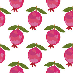 Hand drawn pomegranate fruit seamless pattern. Botanical fruits wallpaper.