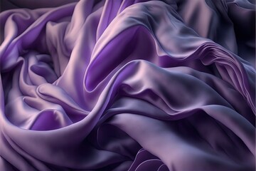 Obraz premium a purple and black background with a wavy pattern of fabric on it's surface. generative ai