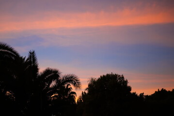 Spectacular and colorful sunset in Murcia