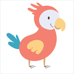 Vector cartoon parrot. African animal. funny kind parrot. Funny cute Adorable little african animal for fashion print, kids wear, nursery, poster, invitation, greeting card design
