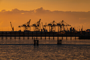 Dockside Cranes at Sunset