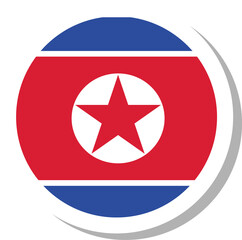 North Korea flag circle shape, flag icon.