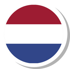 Netherlands flag circle shape, flag icon.