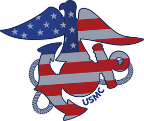American eagle and anchor with USA Flag - obrazy, fototapety, plakaty