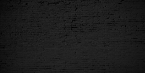 Black brick wall background, brick room, interior texture, wall background.