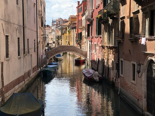 Fototapeta na wymiar old canal in Venice with typical houses