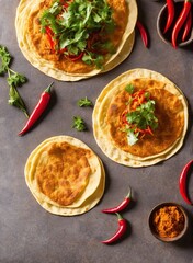 bunch of tortillas on a table