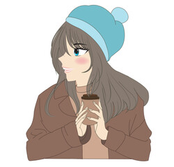 smiling girl with holding a cup