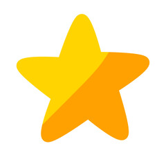  丸めのバイカラーの星　黄色　白フチ