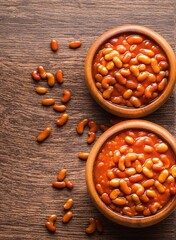 beans in a wooden bowl