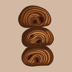 Pain Au Chocolat. Bun with chocolate. Traditional French pastries