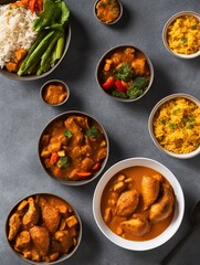butter chicken with rice on table