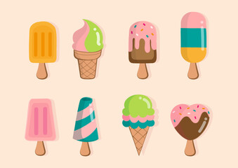 Vector Ice cream, Vector illustration of Ice cream with texture, decorations