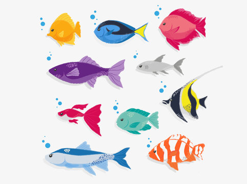 Vector fish, Vector illustration of textured fish, decorations