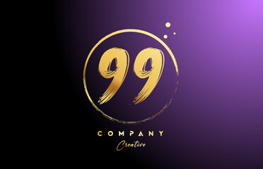 golden golden 99 number letter logo icon design with dots and circle. Grunge creative gradient template for company and business