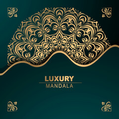 Luxury ornamental mandala design background in gold color