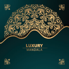 Luxury ornamental mandala design background in gold color