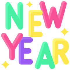 New year text icon, New year realated vector