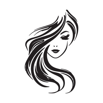 Vector logo design for beauty salon or hair salon or cosmetic design. Abstract Woman Face line concept vector illustration